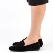 Czarne zamszowe loafersy, mokasyny damskie La.Fi 017B-SU