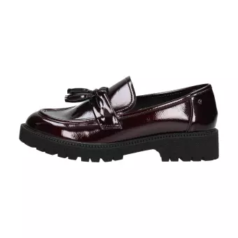 Bordowe lakierowane loafersy damskie mokasyny Potocki 21065
