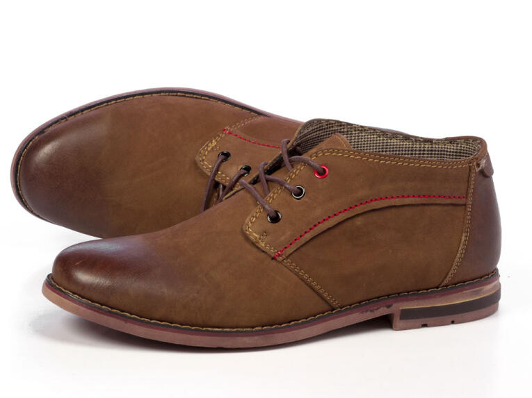 -30% Botki męskie Wishot 31-274 camel Skóra