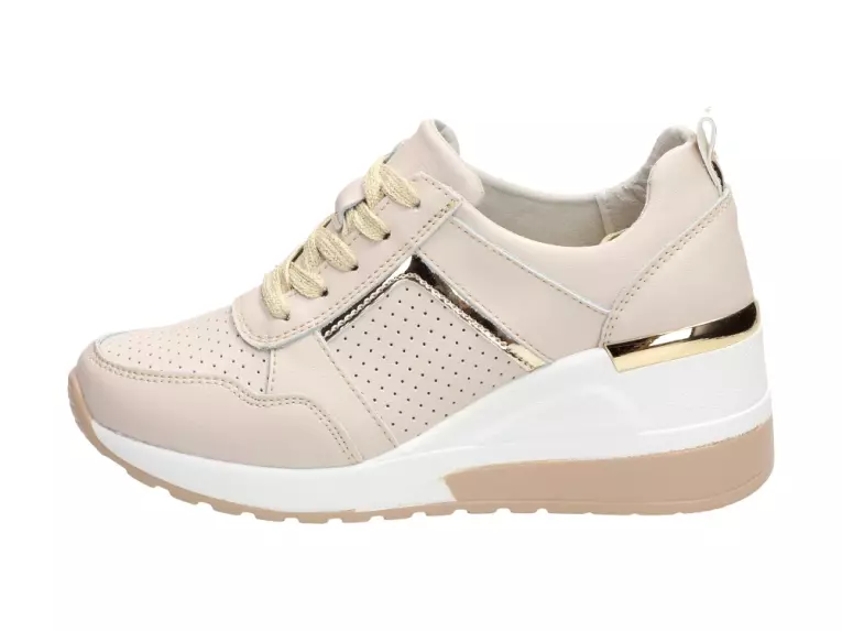 Beżowe sneakersy damskie S.BARSKI 97627 SKÓRA