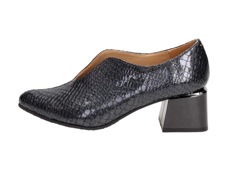 Szare Polskie półbuty damskie Deoni P123b