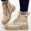 Beżowe botki damskie na traperze Potocki 19324