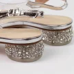 Srebrne silikonowe sandały damskie na obcasie z kryształami, transparentne DiA MR-HY1