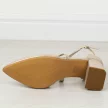Złote błyszczące sandały damskie na słupku z zakrytymi palcami i pietą Sergio Leone Sk840