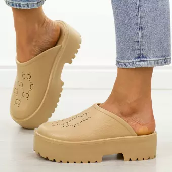 Khaki lekkie piankowe klapki damskie Bj691