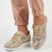 Złote skórzane sneakersy damskie S.BARSKI 22246