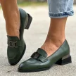 Zielone półbuty damskie na obcasie VINCEZA 58162 DK.GN