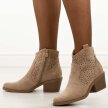 Beżowe jesienne botki damskie, kowbojki S.Barski 52-529