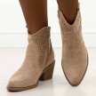Beżowe jesienne botki damskie, kowbojki S.Barski 52-529