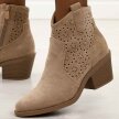 Beżowe jesienne botki damskie, kowbojki S.Barski 52-529