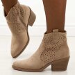 Beżowe jesienne botki damskie, kowbojki S.Barski 52-529