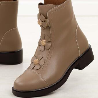 Beżowe skórzane botki damskie Jezzi Ol22-4