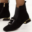 Czarne zamszowe skórzane botki damskie na obcasie DiA 52-217