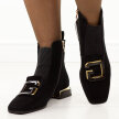 Czarne zamszowe skórzane botki damskie na obcasie DiA 52-217
