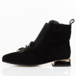 Czarne zamszowe skórzane botki damskie na obcasie DiA 52-217