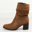 Brązowe zamszowe botki damskie na obcasie M.Daszyński 2337-9