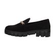 Czarne zamszowe mokasyny damskie na platformie, loafersy SERGIO LEONE MK755