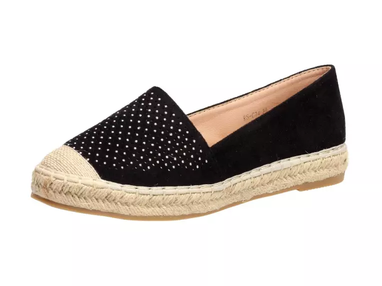 Czarne espadryle damskie S.Barski Rs-c74