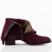 Bordowe zamszowe ażurowe botki damskie na obcasie M.Daszyński 2337-12