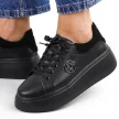 Czarne bkbk skórzane sneakersy damskie na platformie Filippo Dp6058/24