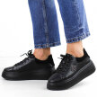 Czarne bkbk skórzane sneakersy damskie na platformie Filippo Dp6058/24