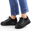 Czarne bkbk skórzane sneakersy damskie na platformie Filippo Dp6058/24