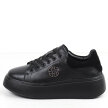Czarne bkbk skórzane sneakersy damskie na platformie Filippo Dp6058/24