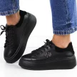 Czarne bkbk skórzane sneakersy damskie na platformie Filippo Dp6058/24