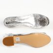 Srebrne silikonowe sandały damskie na obcasie z pomponem, transparentne SABATINA 380-16