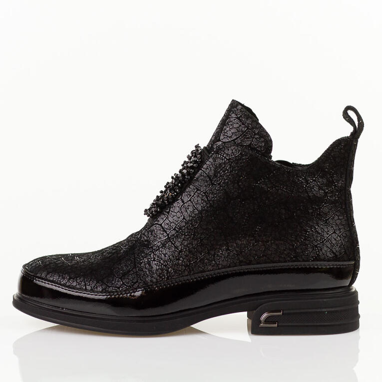 Czarne bk skórzane botki damskie Cambell 60320