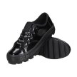 Czarne niskie lakierowane trampki damskie na traperze BIG STAR KK274044