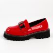 Czerwone lakierowane mokasyny damskie, loafersy DiA 523