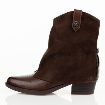 Brązowe zamszowe kowbojki, botki damskie Jezzi 2382-10