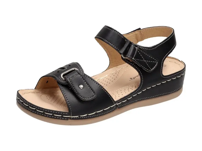 Komfortowe czarne sandały damskie Wishot Ds997