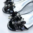 Czarne przeźroczyste sandały damskie na obcasie z kryształami, transparentne SABATINA 660-5
