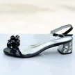 Czarne przeźroczyste sandały damskie na obcasie z kryształami, transparentne SABATINA 660-5