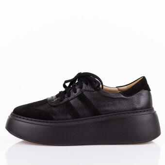 Czarne skórzane sneakersy damskie Deoni D632