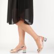Srebrne silikonowe sandały damskie na obcasie z kryształami, transparentne DiA X1012