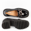 Czarne lakierowane POLSKIE mokasyny damskie, loafersy na traperze DEONI D101 SKÓRA