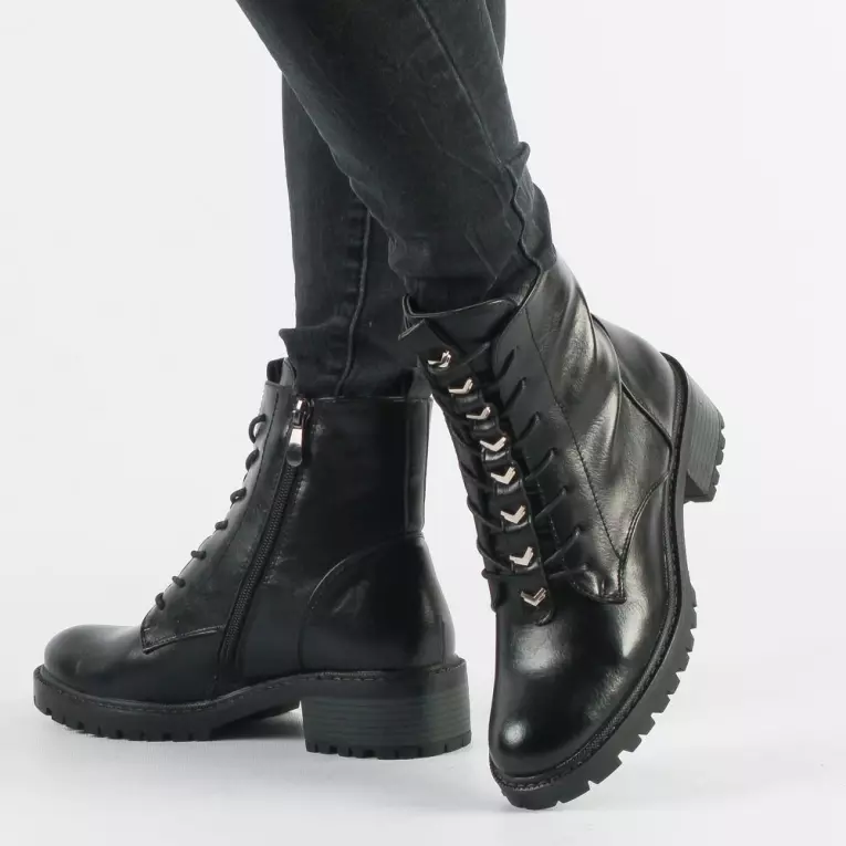 Czarne trapery damskie botki VINCEZA 10662 PU