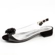 Czarne silikonowe sandały damskie na obcasie z pomponem, transparentne SABATINA 380-16