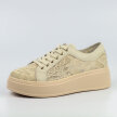 Beżowe koronkowe sneakersy damskie na platformie S.Barski Hy025