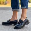 Czarne loafersy damskie z eko skóry, mokasyny SERGIO LEONE BT196