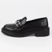 Czarne loafersy damskie z eko skóry, mokasyny SERGIO LEONE BT196