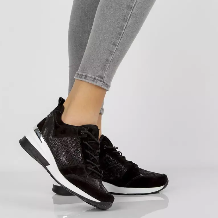 Czarne sneakersy damskie FILIPPO DP1505 SKÓRA