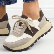 Beżowe skórzane sneakersy damskie na platformie Filippo Dp6498/24