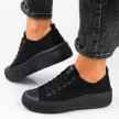 Czarne tekstylne trampki damskie na platformie LEE COOPER 1624L