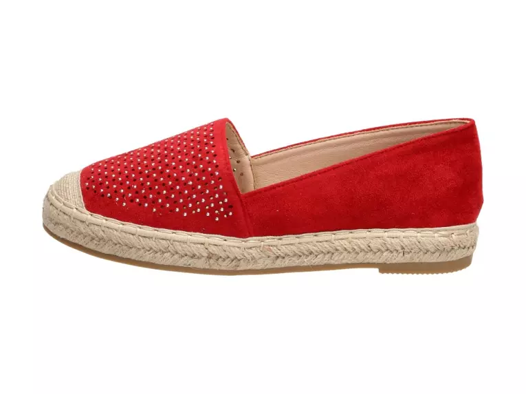 Czerwone espadryle damskie S.Barski Rs-c74