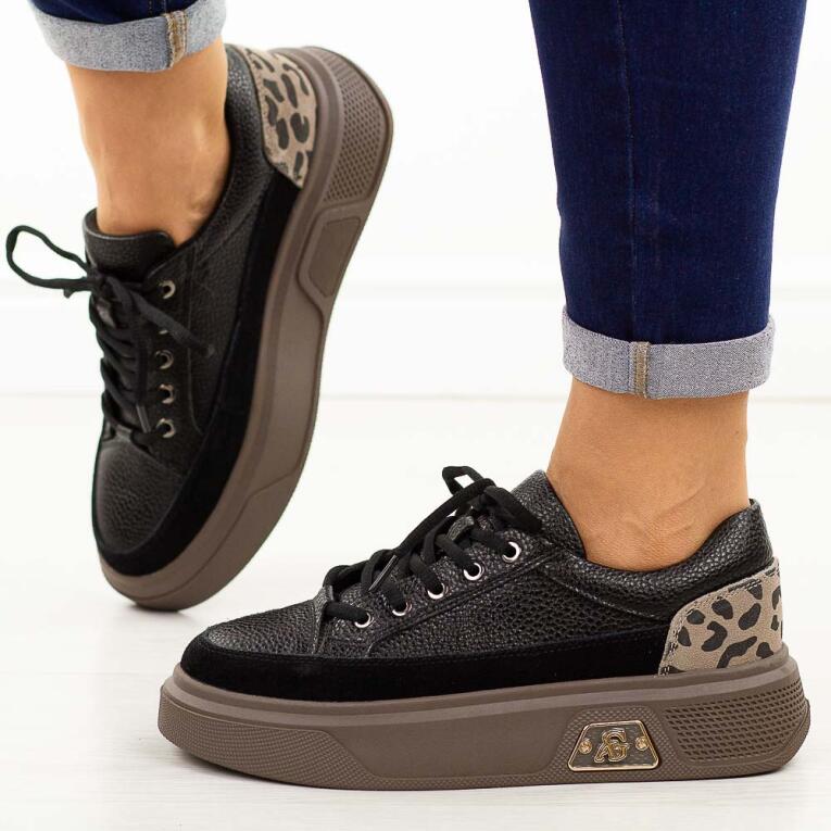 Czarne skórzane półbuty damskie Cambell 19343