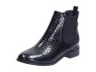 Czarne botki damskie, sztyblety płaskie T.SOKOLSKI Z21-46 LAKIER KROKODYL